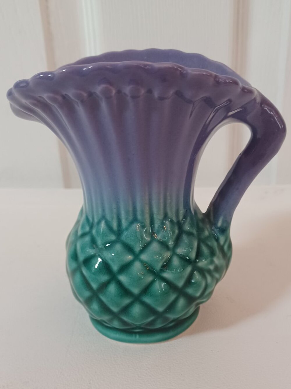 Vtg Govancroft Scotland Highland Ware Purple Green Thistle Shaped Jug Pitcher
